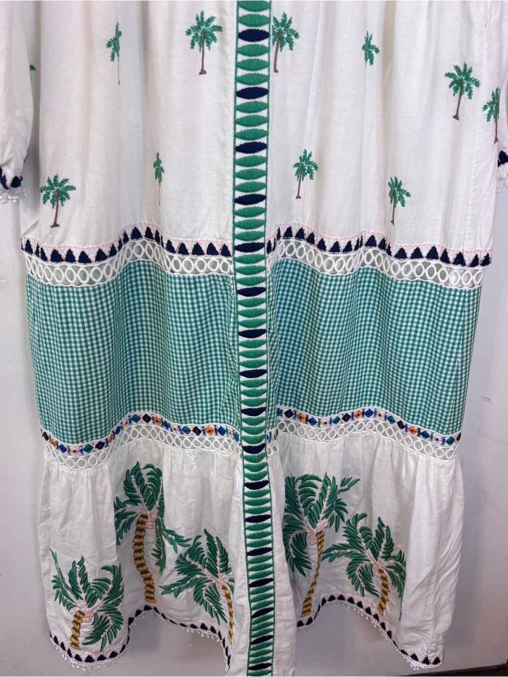 FARM Rio Bohemian Linen Maxi Dress with Green Palm Embroidery - Picture 13 of 14